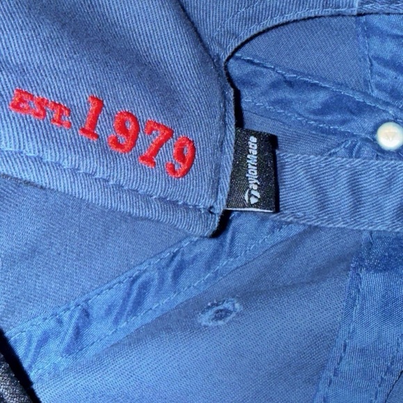 TaylorMade Navy Blue Hat Red Logo - Adjustable Snapback, Est. 1979 Vintage Style - Picture 3 of 5